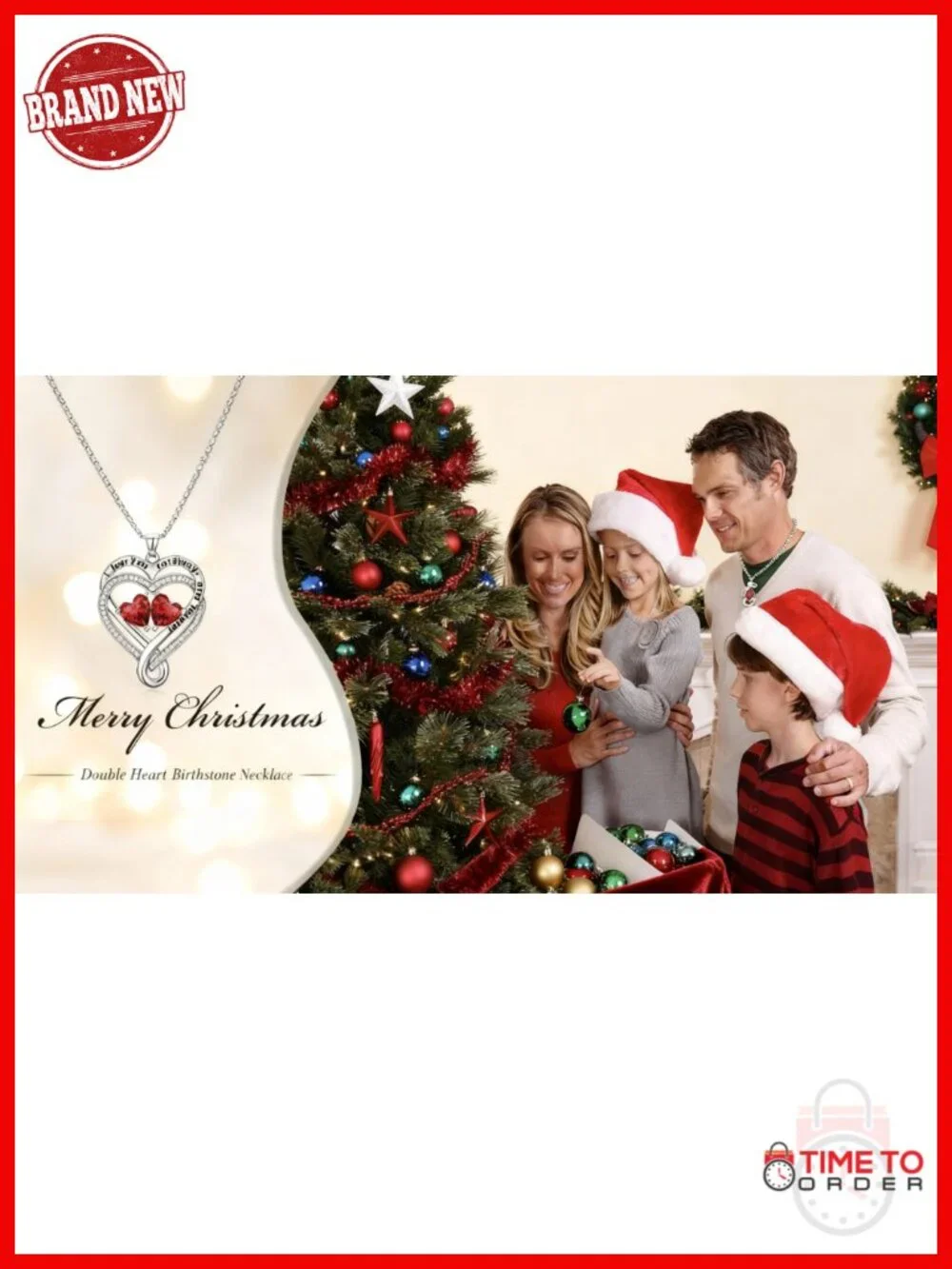 Double Heart Birthstone Pendant Necklace with 18+2